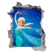 Vinilos disney frozen 3d agujero pared